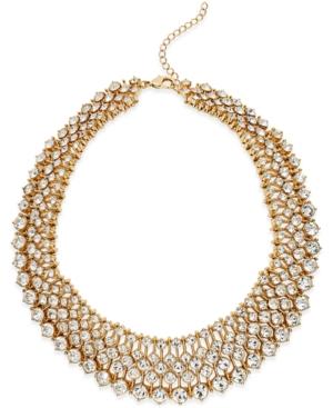 Abs By Allen Schwartz Gold-tone Crystal Mesh Collar Necklace