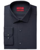 Alfani Men's Fitted Performance Stretch Easy Care Black Micro Windowpane-check Dress Shirt, Only At Macy's