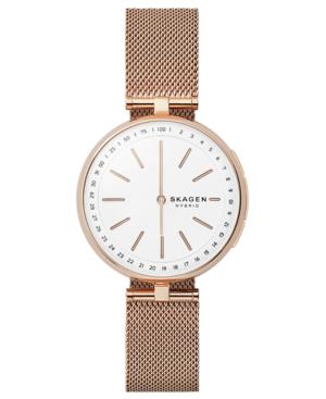 Skagen Women's Signatur Rose Gold-tone Stainless Steel Mesh Bracelet Hybrid Smartwatch 36mm