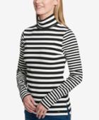 Tommy Hilfiger Striped Turtleneck Top, Created For Macy's