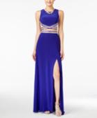 Blondie Nites Juniors' Embellished Front-slit Two-piece Gown