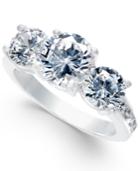 Charter-club Silver-tone Cubic Zirconia Triple-stone Ring, Created For Macy's