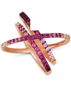Le Vian Ruby (1/3 Ct. T.w.), Pink Sapphire (3/4 Ct. T.w.) & White Sapphire (1/5 Ct. T.w.) Ring In 14k Rose Gold