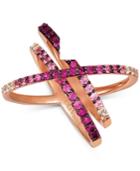 Le Vian Ruby (1/3 Ct. T.w.), Pink Sapphire (3/4 Ct. T.w.) & White Sapphire (1/5 Ct. T.w.) Ring In 14k Rose Gold