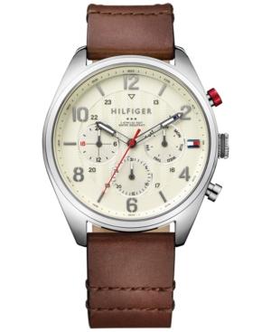 Tommy Hilfiger Men's Casual Sport Brown Leather Strap Watch 44mm 1791208