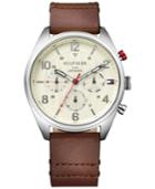 Tommy Hilfiger Men's Casual Sport Brown Leather Strap Watch 44mm 1791208