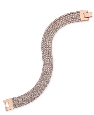 Charter Club Rose Gold-tone Pave Mesh Link Bracelet, Created For Macy's