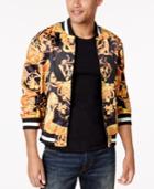 Hypnotize Men's Golden Graphic-print Satin Bomber Jacket