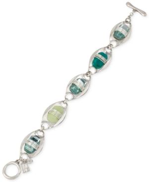 Robert Lee Morris Soho Silver-tone Aqua Link Stone Bracelet