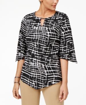 Jm Collection Textured V-sleeve Hardware Top, Created For Macy's