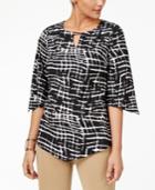 Jm Collection Textured V-sleeve Hardware Top, Created For Macy's