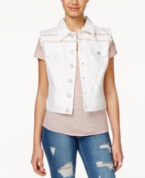American Rag Embellished White Wash Denim Vest, Only At Macy's