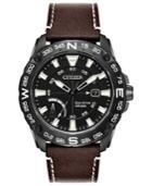 Citizen Eco-drive Men's Brown Leather Strap Watch 44mm