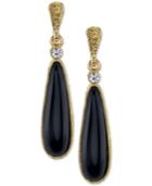 2028 Gold-tone Jet Stone And Crystal Drop Earrings