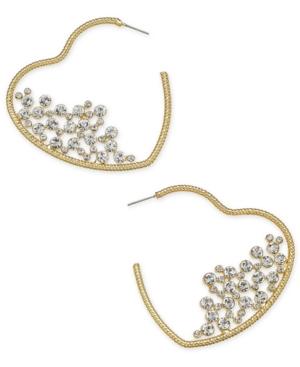 Thalia Sodi Gold-tone Pave Heart Hoop Earrings, Created For Macy's