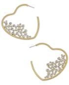 Thalia Sodi Gold-tone Pave Heart Hoop Earrings, Created For Macy's