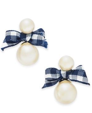 Kate Spade New York Gold-tone Imitation Pearl & Ribbon Stud Earrings