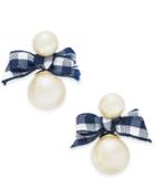 Kate Spade New York Gold-tone Imitation Pearl & Ribbon Stud Earrings