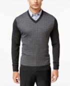 Club Room Men's Merino Wool Houndstooth V-neck Sweater, Only At Macy's