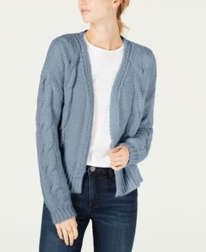 Crave Fame Juniors' Open-front Cable Knit Cardigan