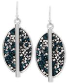 Kenneth Cole New York Silver-tone Glitter Stone Oval Drop Earrings