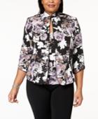 Alex Evenings Plus Size Metallic Floral-print Jacket & Shell