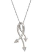 Diamond Accent Polished Diaura Heart Slide Pendant Necklace In 10k White Gold