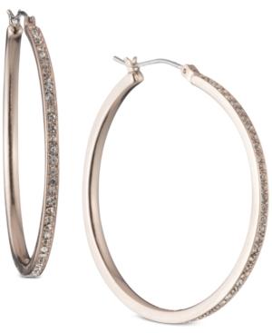 Dkny Rose Gold-tone Pave Large Hoop Earrings, Created For Macy's