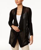 Jm Collection Draped Shadow-stripe Cardigan, Created For Macy's