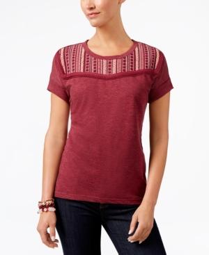 Style & Co Embroidered Short-sleeve Top, Created For Macy's