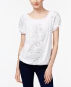 Inc International Concepts Petite Embroidered Peasant Top, Created For Macy's