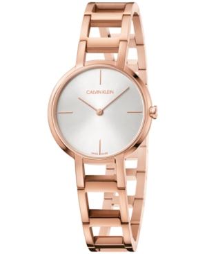Calvin Klein Women's Swiss Cheers Pink Gold-tone Pvd Stainless Steel Bracelet Watch 32mm
