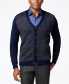 Club Room Men's Italian Yarn Houndstooth Cardigan, Classic Fit