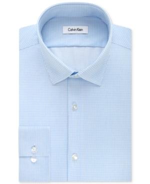 Calvin Klein Men's Fitted Infinite-stretch Sky Blue Print Dress Shirt