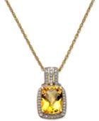 Citrine (2 Ct. T.w.) & Diamond (1/5 Ct. T.w.) Pendant Necklace In 14k Gold