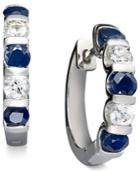 Sterling Silver Earrings, Blue And White Sapphire Channel Set Earrings (3 Ct. T.w.)