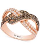 Le Vian White And Chocolate Diamond Weave Ring In 14k Rose Gold (1-1/4 Ct. T.w.)
