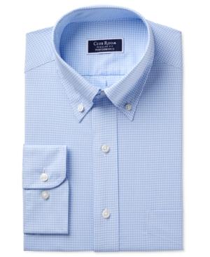 Club Room Men's Classic/regular Fit Performance Mini Gingham Dress Shirt, Created For Macy's