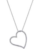 Diamond Floating Heart Pendant Necklace (1/4 Ct. T.w.) In Sterling Silver