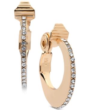 Anne Klein Crystal Studded Sculptural Hoop Clip-on Earrings