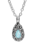 Carolyn Pollack Turquoise /rock Crystal Doublet 18 Pendant Necklace In Sterling Silver