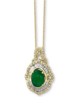 Brasilica By Effy Emerald (1-1/8 Ct. T.w.) & Diamond (1/2 Ct. T.w.) Pendant Necklace In 14k Gold
