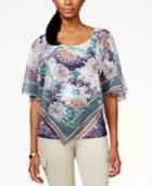 Style & Co. Petite Printed Chiffon Poncho Top, Only At Macy's