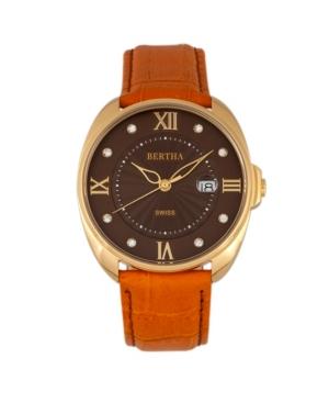 Bertha Quartz Amelia Collection Orange Leather Watch 38mm