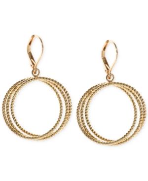 Anne Klein Gold-tone Textured Triple Hoop Drop Earrings
