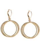 Anne Klein Gold-tone Textured Triple Hoop Drop Earrings