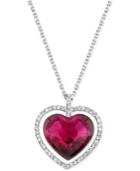 Swarovski Rhodium-plated Red Crystal Heart Pendant Necklace