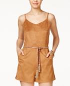 American Rag Faux-suede Belted Romper, Only At Macy's