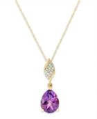 Amethyst (1-1/2 Ct. T.w.) And Diamond Accent Pendant Necklace In 10k Gold