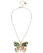 Betsey Johnson Gold-tone Multi-stone Butterfly Pin Pendant Necklace